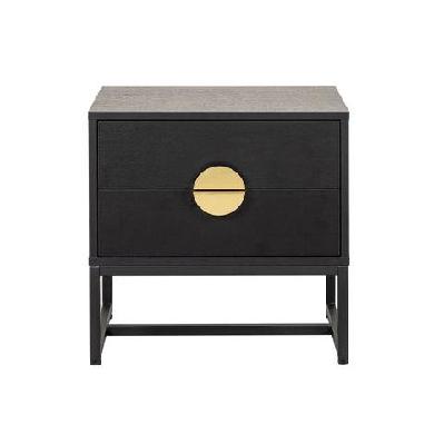 odin bedside nightstand side table w/ 2-drawers blackhandle