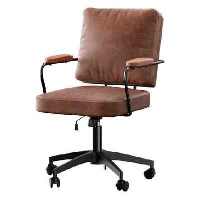 pu leather executive office chair | adjustable height and swivel (brown)
