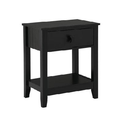 oliver modern bedside nightstand side table w/ 1-drawer - black