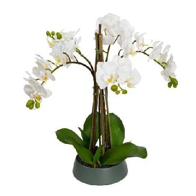 orchid 48cm artificial plant flower arrangement decorative in footed bowl