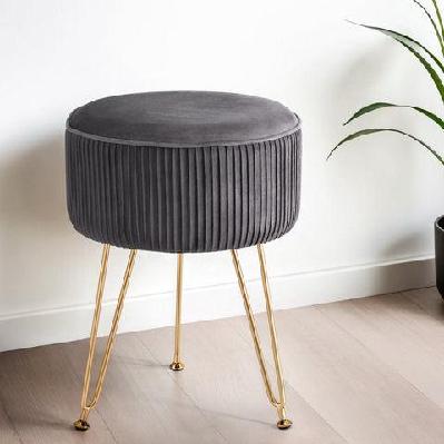 ottoman foot stool vanity velvet round grey