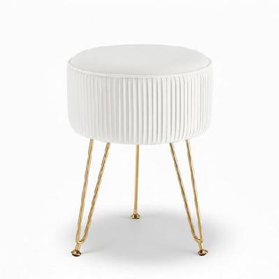 ottoman foot stool vanity velvet round white