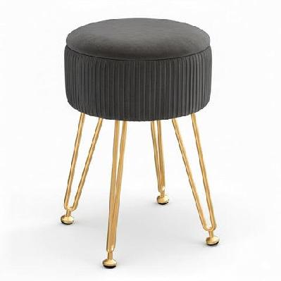 ottoman storage foot stool vanity velvet round grey