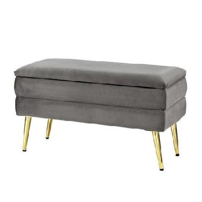 ottoman storage foot stool velvet grey