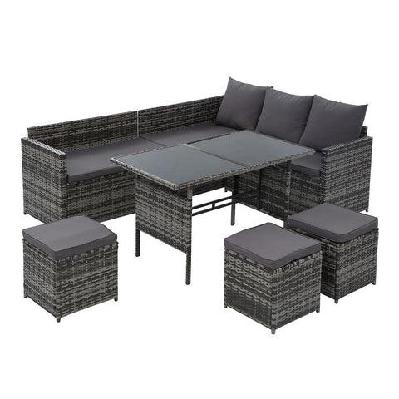outdoor furniture dining setting sofa set wicker 9 seater storage cover mixed grey