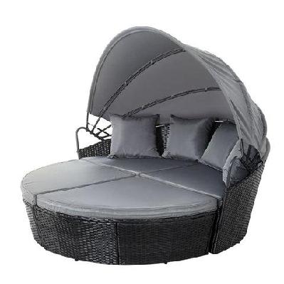 outdoor lounge setting patio furniture sofa wicker garden rattan set day bed black