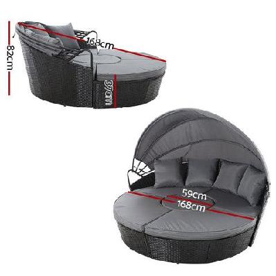 outdoor lounge setting sofa patio furniture wicker garden rattan set day bed black