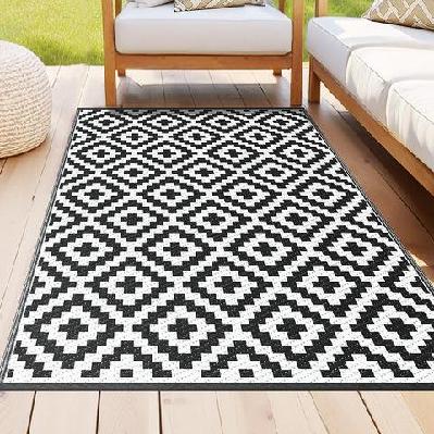 outdoor rugs 120x180cm large carpet reversible area mat pp dual-sided patio rug cross