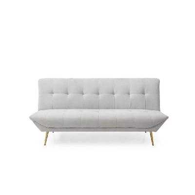 designer modern 3-seater fabric sofa bed metal legs - light grey