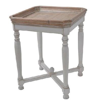 pandora shabby chic square wooden side table - white/natural