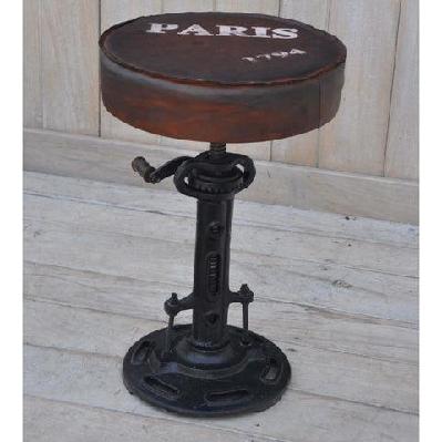 parisian industrial rustic wind-up  cast iron kitchen bar stool 38-72cm