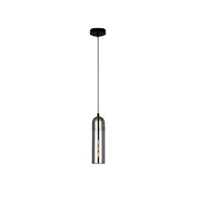 pastille pendant lamp light interior es smoke glass satin chrome round top cylinder od80mm
