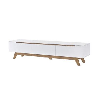 penelope scandinavian wooden lowline entertainment unit tv stand 1.8m - white and oak