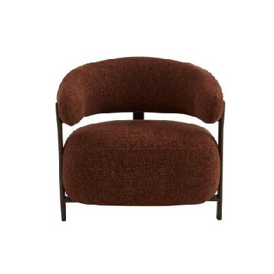 perse chenille fabric lounge accent occasional relaxing wood effect armchair rust