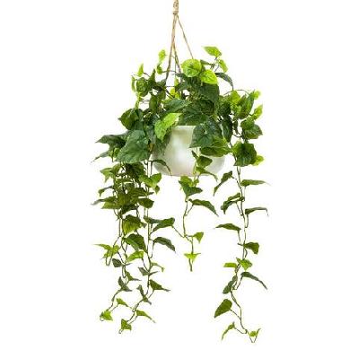philo bush artificial fake hanging planter 100cm decorative w/ rope - green
