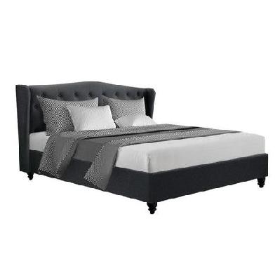 pier bed frame fabric - charcoal king