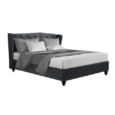 pier bed frame fabric - charcoal queen
