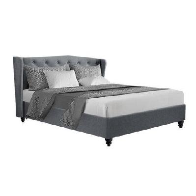 pier bed frame fabric - grey queen