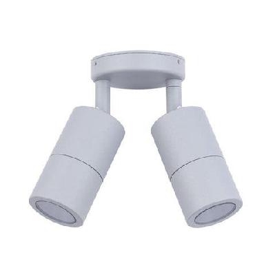 pillar light double adjustable 12v mr16 matte grey ip65 round back plate