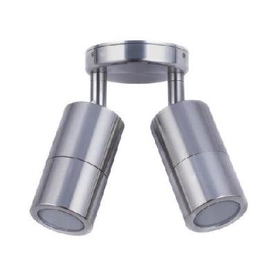 pillar light double adjustable 12v mr16 titanium ip65 round back plate