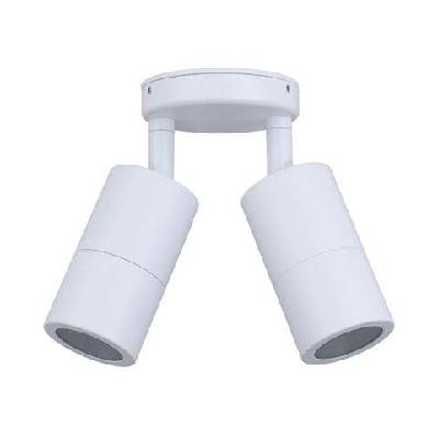pillar light double adjustable gu10 white ip65 round back plate