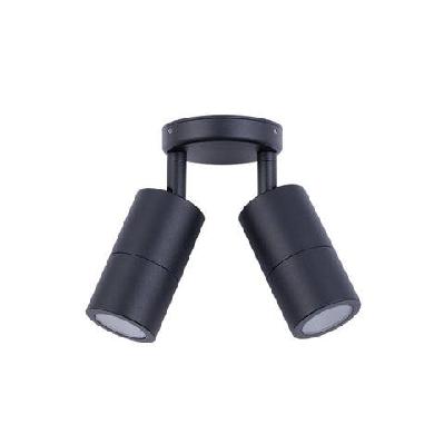 pillar light fixed gu10 black ip65 round back plate
