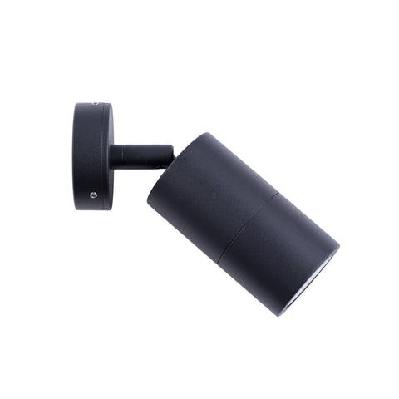 pillar light single adjustable gu10 black ip65 round back plate