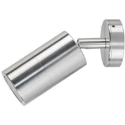 pillar light single adjustable gu10 shiny silver ip65 round back plate