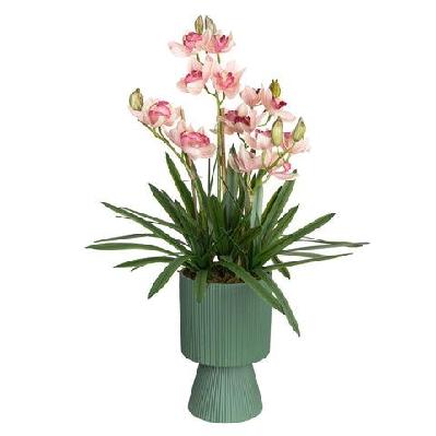 pink cymbidium 90cm artificial plant flower arrangement decorative in ripple pot