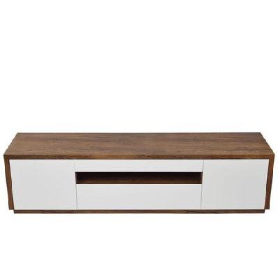 pippa tv stand cabinet entertainment unit 2.2m - antique oak / high gloss white