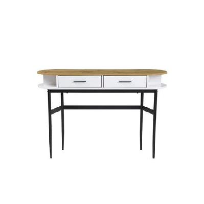 polish 2-drawers hallway console hall table w/ open compartments - white/natural