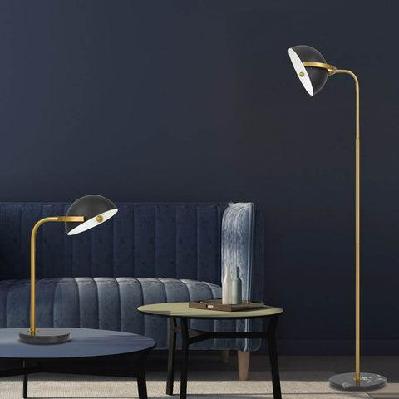 pollard modern standing floor lamp light marble metal black antique gold 