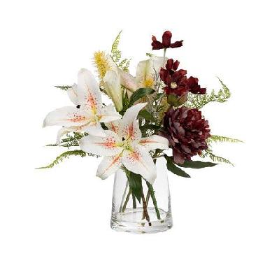 poppy white liliy 48cm mixed artificial plant flower arrangement decorative