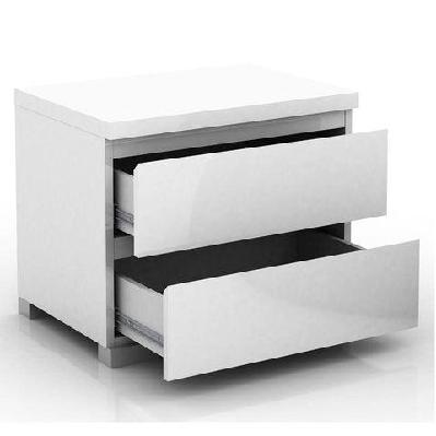 porto 2-drawer bedside nightstand end lamp side table - high gloss white