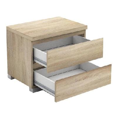 porto 2-drawer bedside nightstand end lamp side table - light sonoma oak