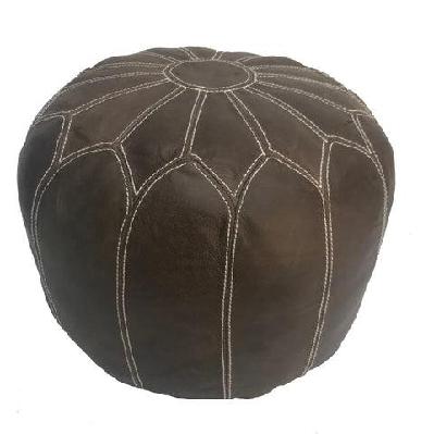 pouffe industrial vintage leather round foot stool ottoman brown