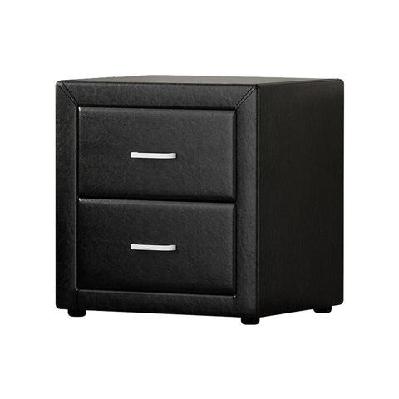 pvc leather bedside table - black