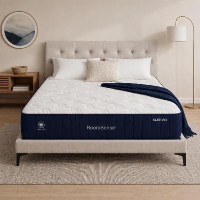 queen mattress, 26cm orthopedic firm mattress for back pain relief, pocket spring hybrid mattress queen size for home and rental
