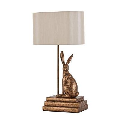 rabbit regal shape fabric shade desk table light lamp gold