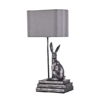 rabbit regal shape fabric shade desk table light lamp silver