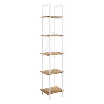 randy 5-tier narrow bookcase display shelf - oak/white
