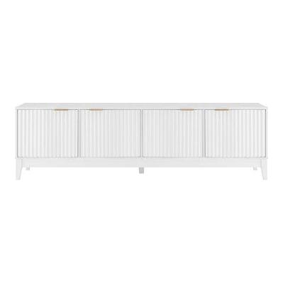 raul fluted lowline tv stand entertainment unit 180cm 4-doors white