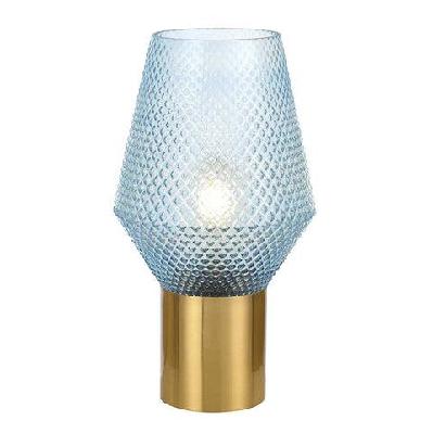 rene industrial table desk lamp light glass metal blue antique gold