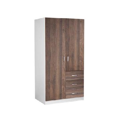 renee 2-door 3-drawer wardrobe closet clothes storage cabinet - walnut