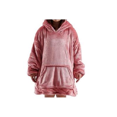 reversible hoodie blanket - rose/white rose/white