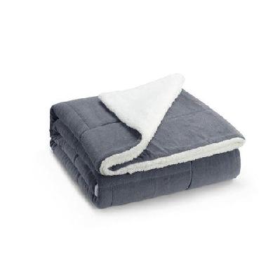 reversible sherpa fleece throw blanket - grey, queen/king king