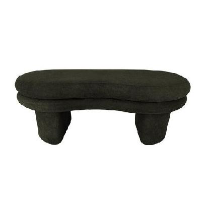 river curved moden fabric bench seat ottoman green