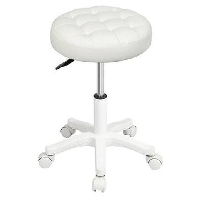 rolling adjustable bar stool with wheels – pu leather swivel seat, height adjustable - beige