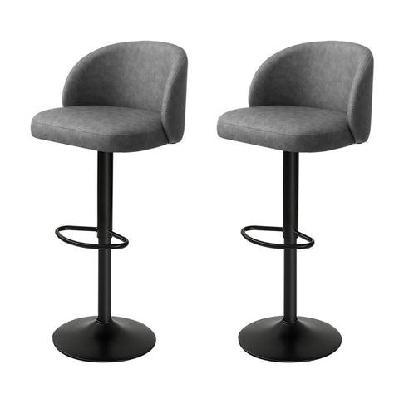 ergonomic adjustable bar stool – pu leather swivel rolling chair with backrest and footrest (grey)