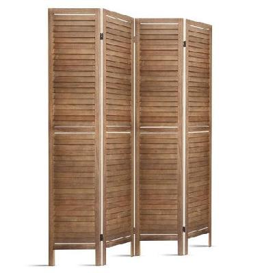 room divider privacy screen foldable partition stand 4 panel brown